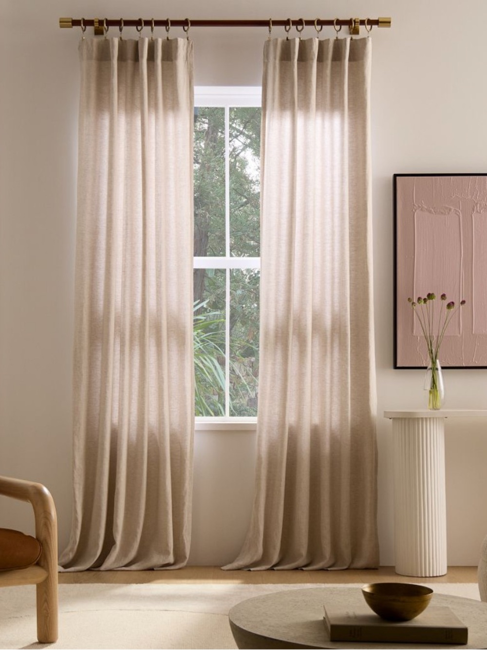 🍃🦋 West Elm European Flax Linen Light Filtered Curtains 4 Panels